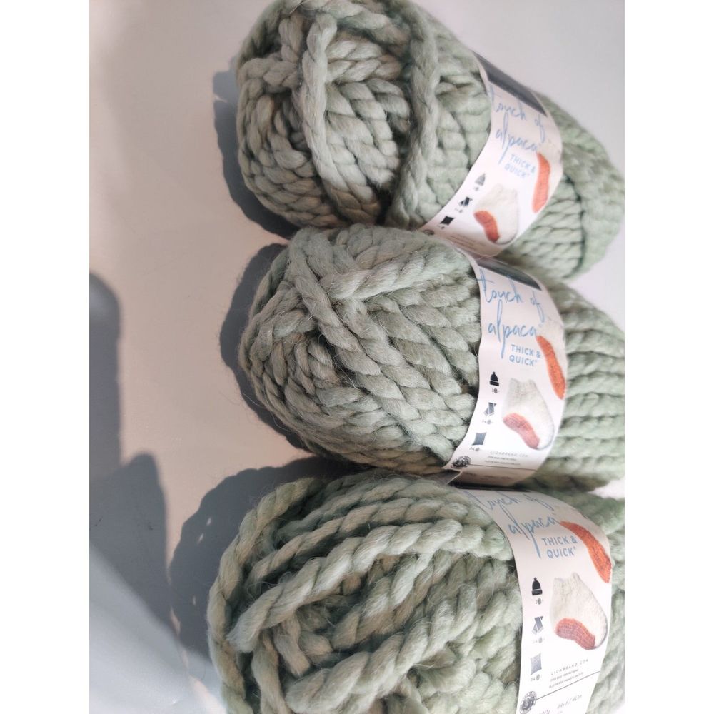 Touch Of Alpaca Thick & Quick Lion Brand Yarn Jumbo 7, Sage, 3 pack Lot - Picture 3 of 10